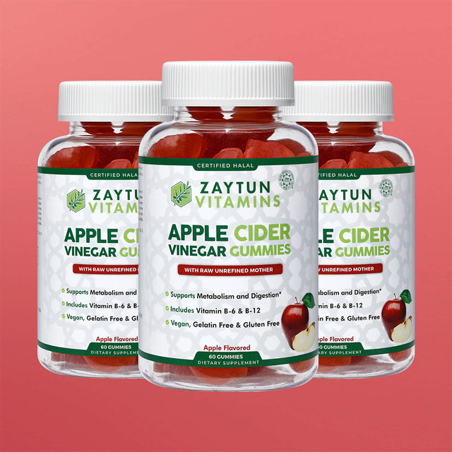 Zaytun Halal Apple Cider Vinegar Gummies with Mother - Enhances Gut Health & Metabolism - Natural Weight Management & Digestion Support - No Gelatin, No Gluten, Vegan, Non-Gmo - 2 Months Supply