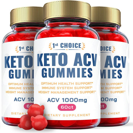 (3 Pack) 1St Choice Keto ACV Gummies - Supplement for Weight Loss - Energy & Focus Boosting Dietary Supplements for Weight Management & Metabolism - Fat Burn - 180 Gummies