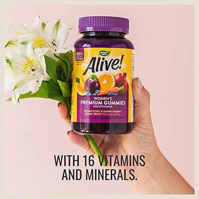 Natureâ€™S Way Alive! Premium Womenâ€™S Gummy Multivitamins, Full Vitamin B Complex, Supports Immune Health*, Mixed Fruit Flavored, 75 Gummies