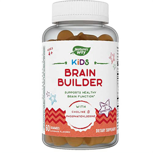 Natureâ€™S Way Kids Brain Builder, Supports Healthy Brain Function*, Lemonade Flavored, 60 Vegetarian Gummies