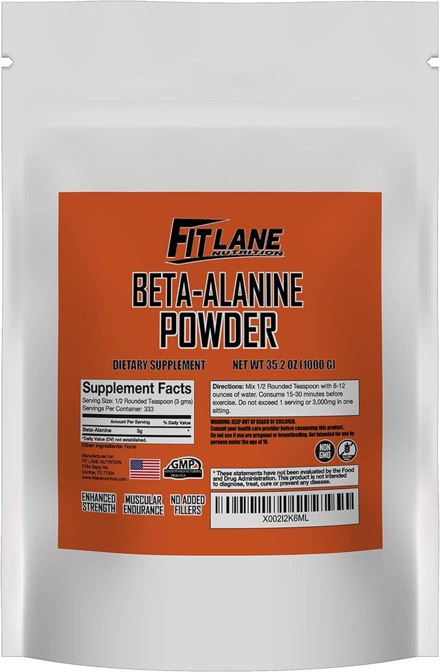 Beta Alanine Powder. Bulk Pre Workout Supplement 1000 Grams (2.2 Lbs) 333 Servings Unflavored. Value Sized Bag.