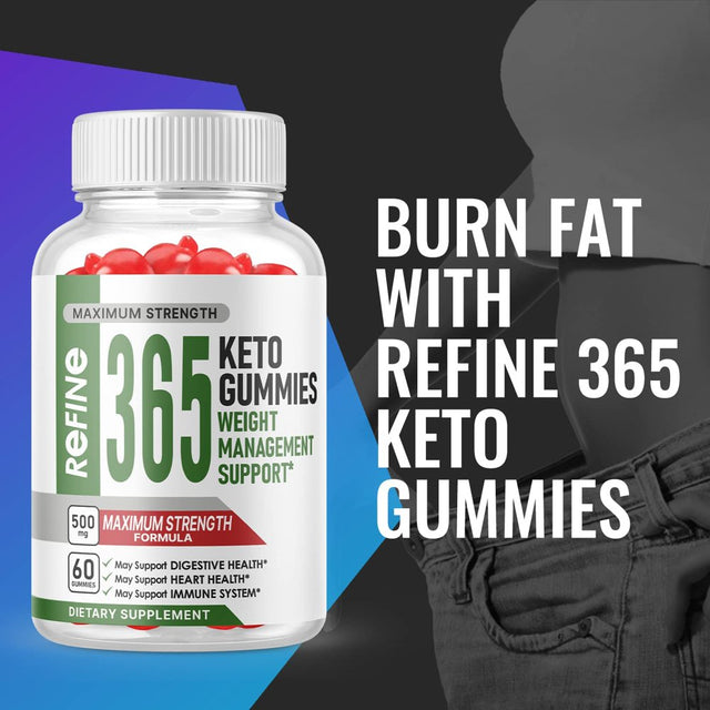 (3 Pack) Refine 365 Keto Gummies - Supplement for Weight Loss - Energy & Focus Boosting Dietary Supplements for Weight Management & Metabolism - Fat Burn - 180 Gummies