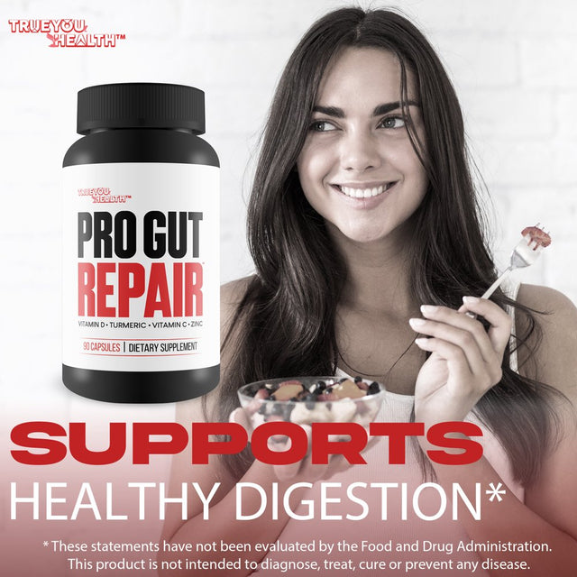 Pro Gut Repair - Leaky Gut Repair Supplements - High Fiber Natural Formula W/ Vitamin C & Vitamin D - Help Reduce Inflammation W/ Turmeric - Zinc Gut Lining Repair Support - Promote Digestive Health