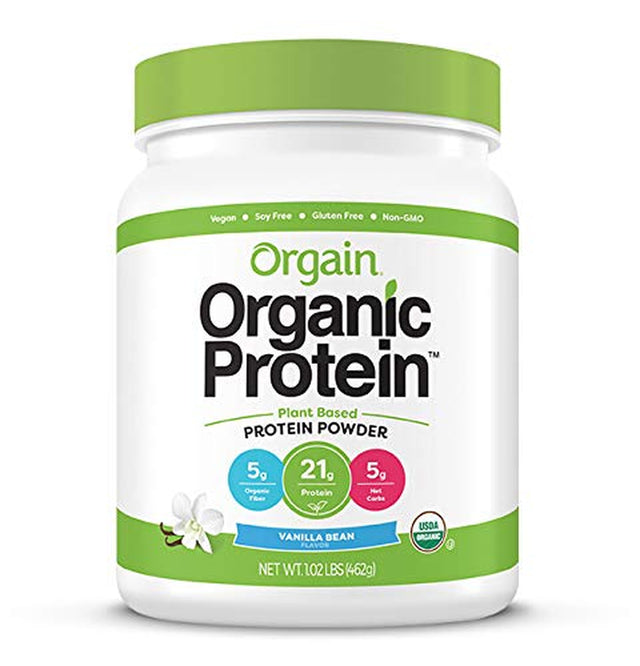 Orgain Organic Plant Based Protein Powder, Creamy Chocolate Fudge - 1.02 Pound & Organic Plant Based Protein Powder, Vanilla Bean - Vegan, Low Net Carbs, Non Dairy, Gluten Free, 1.02 Pound