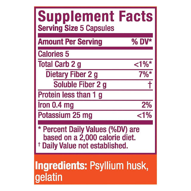 Metamucil, Daily Psyllium Husk Powder Supplement, 3-In-1 Fiber for Digestive Health, Plant Based Fiber, 300Ct Capsules (Packaging May Vary)