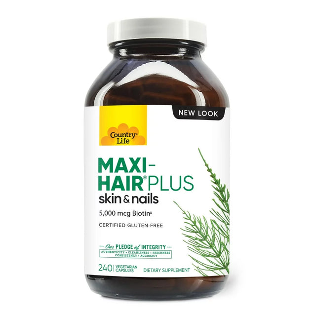 Country Life Maxi-Hair Plus, 5,000 Mcg, 240 Vegetarian Capsules (1,250 Mcg per Capsule)