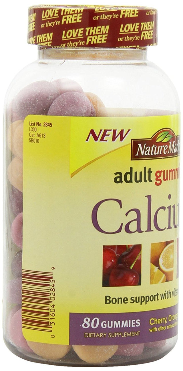 Nature Made Calcium W. D3 Adult Gummies (500 Mg of Calcium & 700 IU of Vitamin D per Serving) 80 Ct