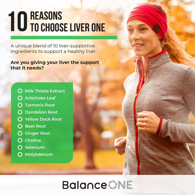 Liver One by Balance One Supplements - 10 Antioxidant Ingredients for Natural Liver Support - Milk Thistle, Molybdenum, Dandelion, Artichoke - Vegan, Non-Gmo - 30 Day Supply