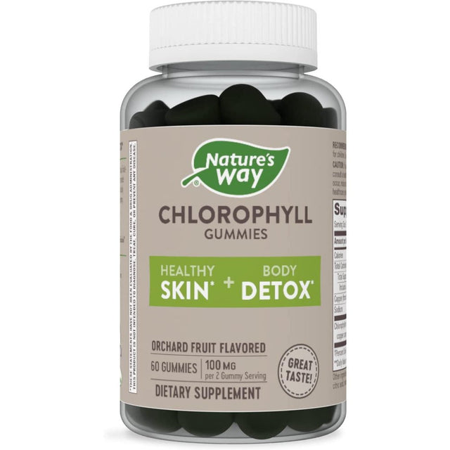 Nature'S Way Chlorophyll Gummies Healthy Skin and Body Detox 100 Mg 60 Gummies