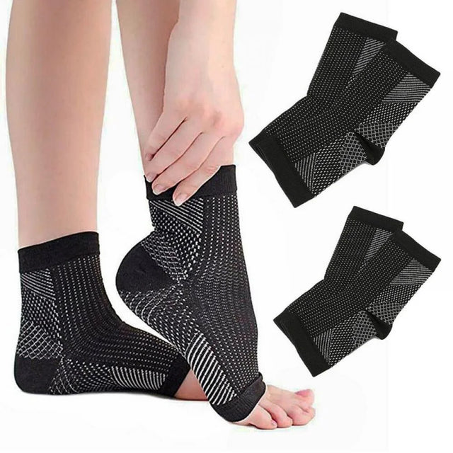 [Clearance!] Ankle Compression Sleeve - Open Toe Сompression Socks for Swelling, Plantar Fasciitis, Sprain, Neuropathy - Nano Brace for Women and Men