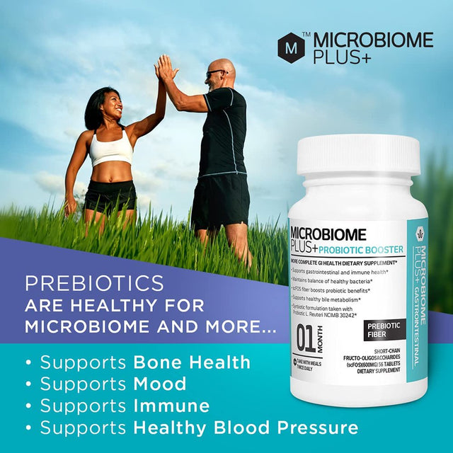 Microbiome plus Prebiotics: Scfos Prebiotic Fiber for Enhanced Probiotic Benefits, Gentle on the Gut, Allergy-Friendly, and Gluten-Free for Both Men and Women 1 Month Supply