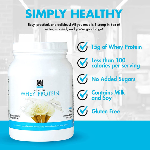 Yes You Can! Whey Protein Powder, High Protein Snack, Gluten-Free Protein Powder Contains Iron and Vitamin D, Protein Shake Powder for On-The-Go Filling Snacks - (Vanilla)