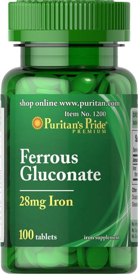 Puritan'S Pride Ferrous Gluconate (28 Mg Iron) - 100 Tablets