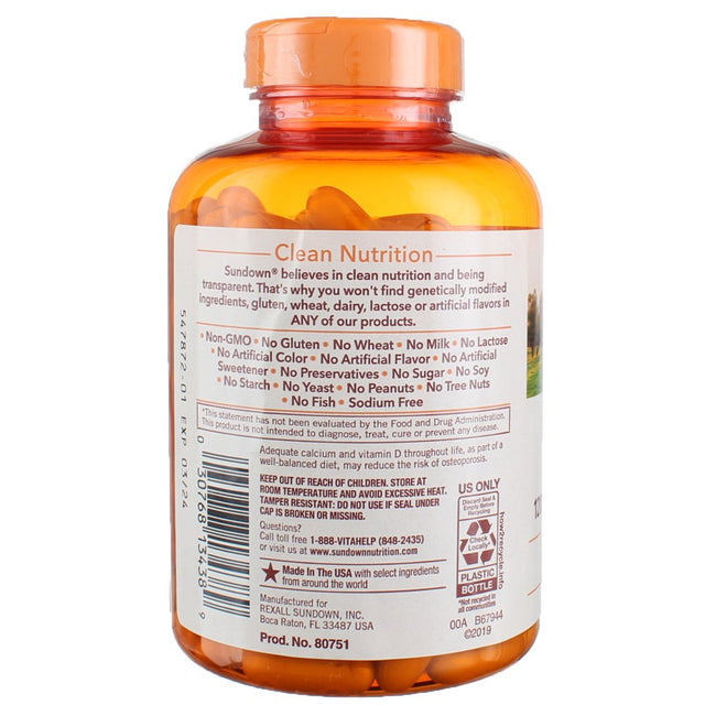 Sundown Naturals Calcium plus Vitamin D3, 1200Mg, Softgels 170 Ea (Pack of 2)