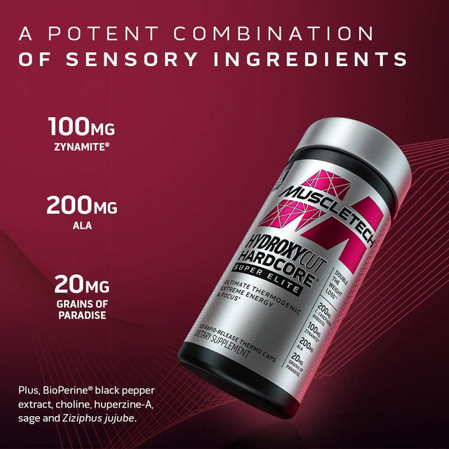 Weight Loss Pills for Women & Men Muscletech Hydroxycut Hardcore Super Elite Weight Loss Supplement Pills Energy Pills Metabolism Booster for Weight Loss Intense Focus + Sensory120 Pills