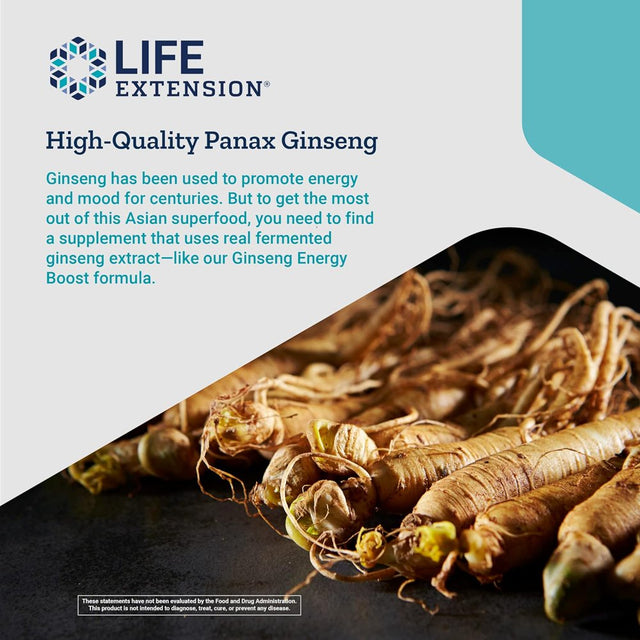 Life Extension Ginseng Energy Boost - Power, Stress Release & General Health - Gluten-Free, Non-Gmo - 30 Vegetarian Capsules