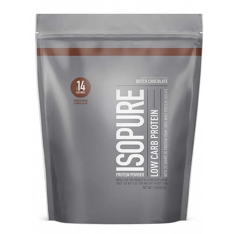 Isopure Dutch Chocolate Whey Isolate Protein Powder with Vitamin C & Zinc for Immune Support, 25G Protein, Low Carb & Keto Friendly, 14 Servings, 1 Pound (Packaging May Vary)