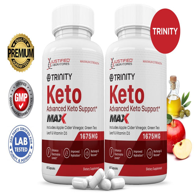 (2 Pack) Trinity Keto ACV MAX Pills 1675Mg Alternative to Gummies Dietary Supplement 120 Capsules