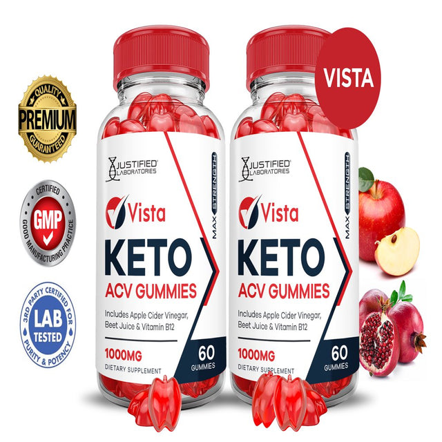 (2 Pack) Vista Keto Keto ACV Gummies 1000MG Dietary Supplement 120 Gummys