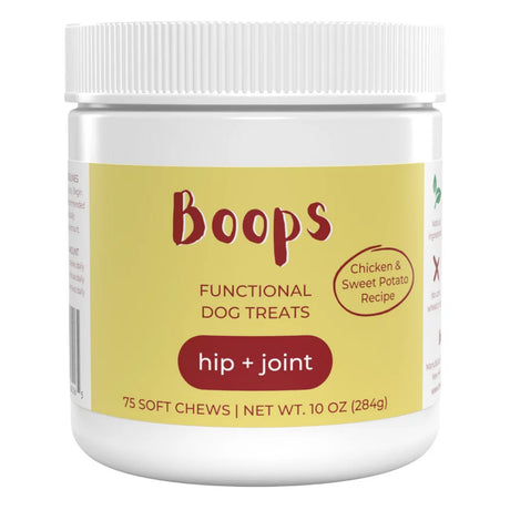 Boops Hip + Joint Health, Functional Dog Treats, Hip & Joint Supplement, Chicken & Sweet Potato Recipe, 10Oz