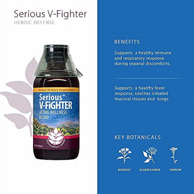 Wishgarden Herbs Serious V-Fighter - Herbal Respiratory Immune Activator, Soothes Irritated Lungs and Support for Discomforts Related to Body Aches and Fever, Respiratory Response Tincture (4Oz)