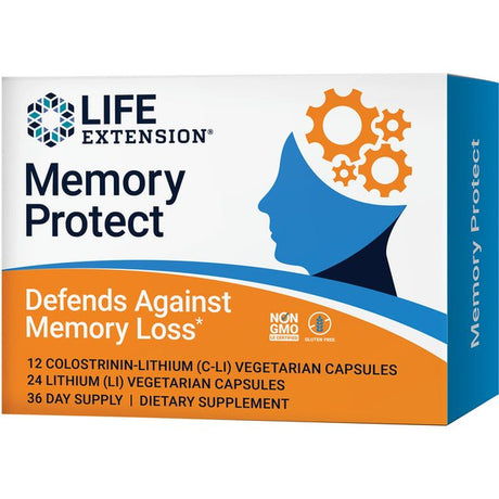 Life Extension Memory Protect - Powerful Dual-Action Cognition & Memory Support - Gluten-Free, Non-Gmo - 12 Colostrinin-Lithium (C-Li) Capsules | 24 Lithium (Li) Capsules