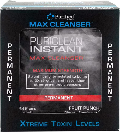 Wellgenix Puriclean Instant Max Cleanser - 7 Day Detox, Fruit Punch Flavor Powder, Full Body System Cleanse, Premium Toxin Removal for Liver, Urinary Tract, Kidney, & Digestive System, 7 Packets