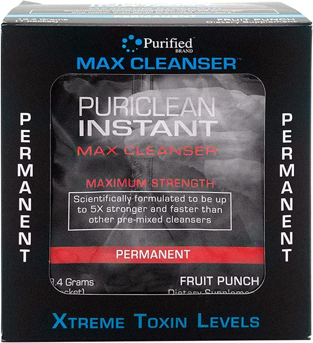 Wellgenix Puriclean Instant Max Cleanser - 7 Day Detox, Fruit Punch Flavor Powder, Full Body System Cleanse, Premium Toxin Removal for Liver, Urinary Tract, Kidney, & Digestive System, 7 Packets