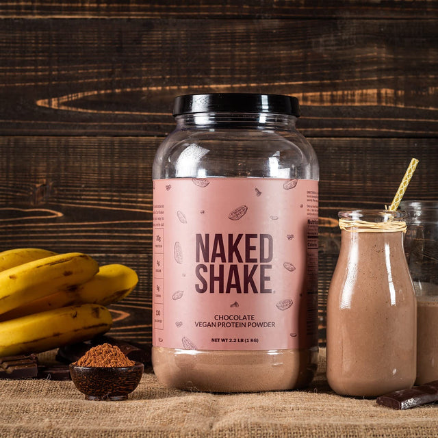 NAKED Nutrition Naked Shake - Chocolate Protein Powder - Plant Based Protein Shake with Mct Oil, Gluten-Free, Soy-Free, No Gmos or Artificial Sweeteners - 30 Servings