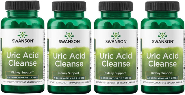 Swanson Uric Acid Cleanse - Natural Supplement Promoting Kidney Support - Features a Powerful Combination of 7 Herbs - (60 Veggie Capsules) 4 Pack