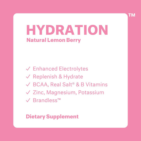 Brandless Enhanced Electrolyte Powder, Hydration Multiplier Electrolyte Drink Mix Contains Potassium Zinc & Magnesium for Hydration Sugar Free Electrolyte Powder 486 G (Lemon Berry)