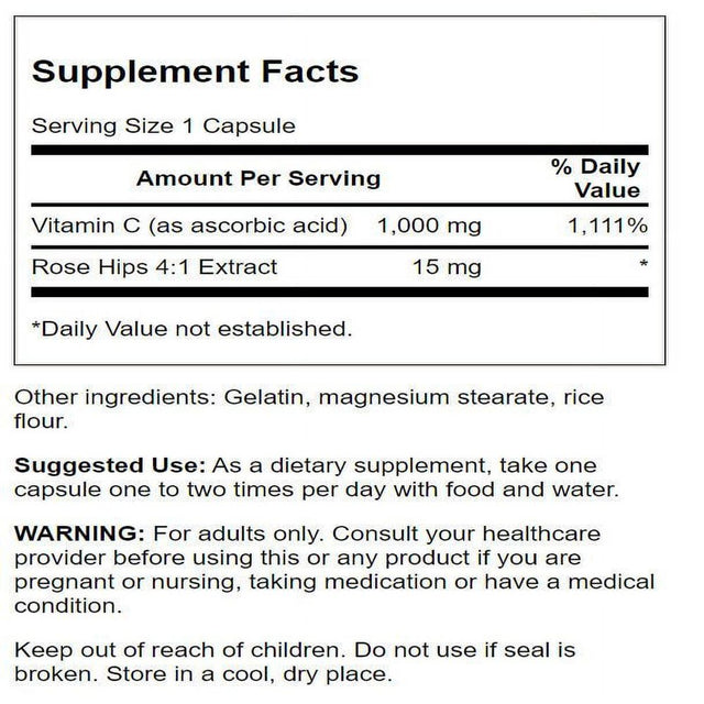 Swanson C-1000 - Vitamin C with Rose Hips 1,000 Mg 90 Caps 3 Pack