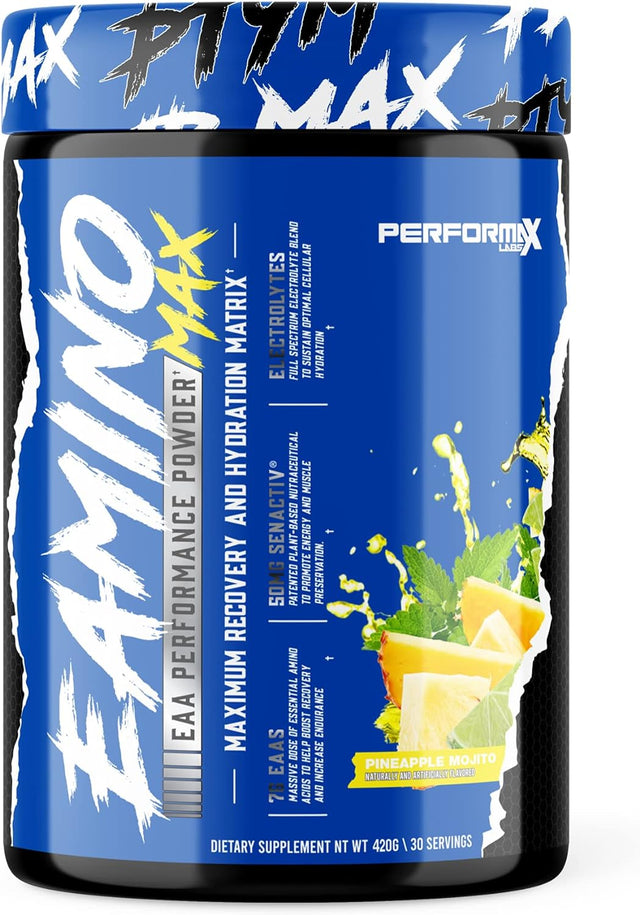 Eaminomax Amino Acid Performance Powder | 7 Total Grams of BCAA Branched Chain Amino Acids & Essential Amino Acids | Recovery – Hydration – Endurance | 30 Servings (Pineapple Mojito)