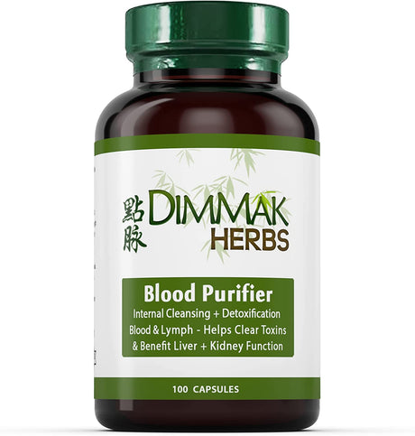 Dimmak Herbs Blood Purifier for Internal Cleansing & Detoxification + Benefits Liver and Kidney Function | Lab Tested Herbal Supplement 100 Capsules