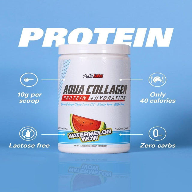 EHP Labs Aqua Hydrolyzed Collagen Peptides Powder - 10G of Protein per Serving, Hydration & Gut Health Support, Grass Fed Pasture-Raised Bovine Collagen, Type I & III, 24 Servings (Fijian Pineapple)