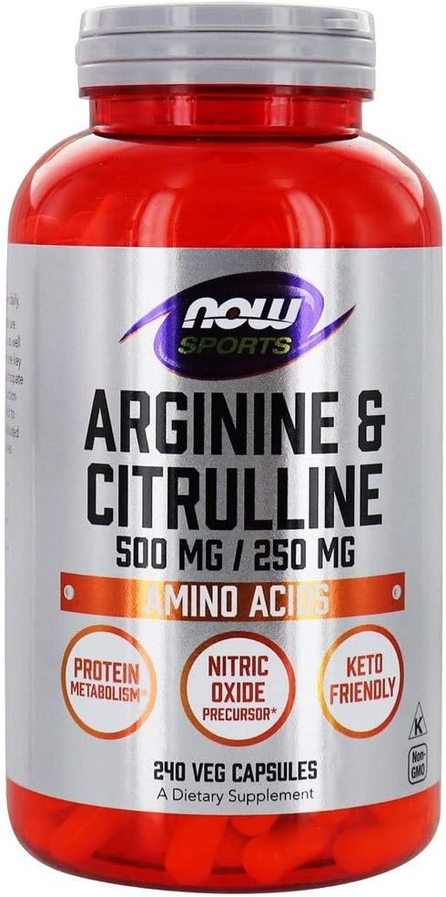 NOW Foods - Arginine 500Mg & Citrulline 250Mg Amino Acids - 240 Vegetable Capsule(S)