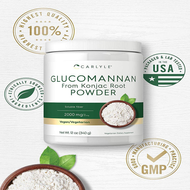 Glucomannan Powder | 12 Oz | Vegan Konjac Powder Supplement | by Carlyle