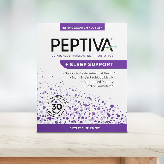 Peptiva 26 Billion CFU Probiotic and Sleep Support - Clinically Validated Multi-Strain Probiotic - Lactobacillus and Bifidobacterium, Melatonin, 30Ct