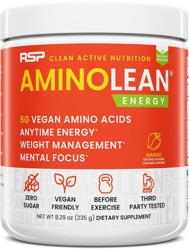 RSP Nutrition Mango Aminolean Amino Acid Supplement Powder, 8.29 OZ