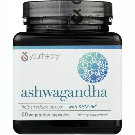 Youtheory Ashwagandha with KSM-66 Vegetarian Capsules, 60 Ct