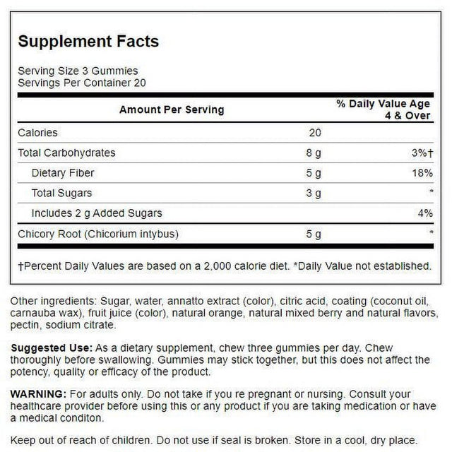 Swanson Fiber Gummies - Orange & Mixed Berry 60 Gummies