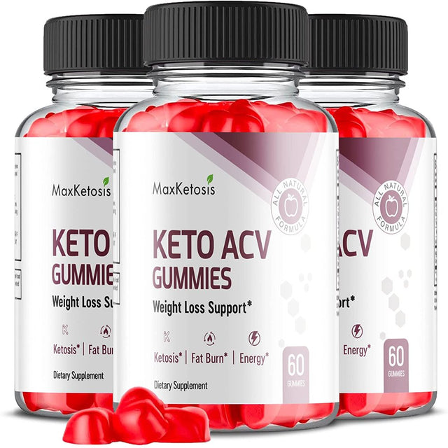 (3 Pack) Max Ketosis Keto ACV Gummies - Supplement for Weight Loss - Energy & Focus Boosting Dietary Supplements for Weight Management & Metabolism - Fat Burn - 180 Gummies