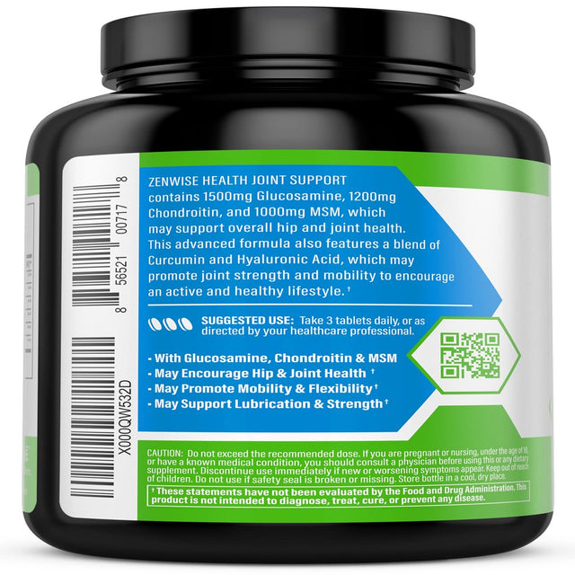 Zenwise Health Joint Support with Glucosamine & Chondroitin, 180 Ct