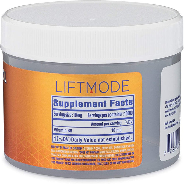 Liftmode Pyridoxine Hcl (Vitamin B6) Powder Supplement - Boosts Mood, Brain Health, & Hemoglobin Production | Vegetarian, Vegan, Non-Gmo, Gluten Free - 100 Grams (10000 Servings)