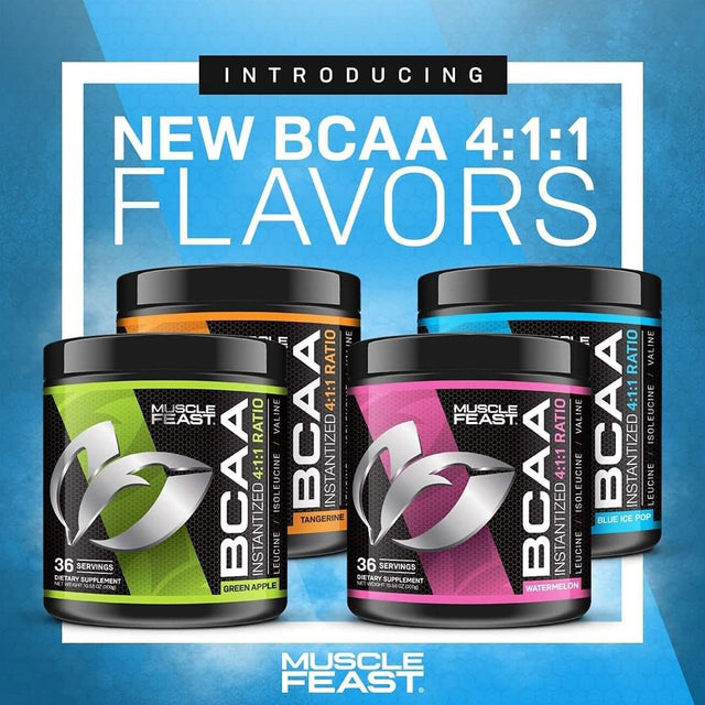 Muscle Feast Vegan BCAA Powder 4:1:1 Ratio Keto Friendly Sugar Free Post Workout Recovery, Unflavored, 300G…