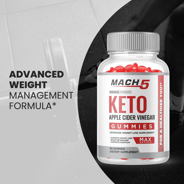 (5 Pack) Mach 5 Keto ACV Gummies - Supplement for Weight Loss - Energy & Focus Boosting Dietary Supplements for Weight Management & Metabolism - Fat Burn - 300 Gummies