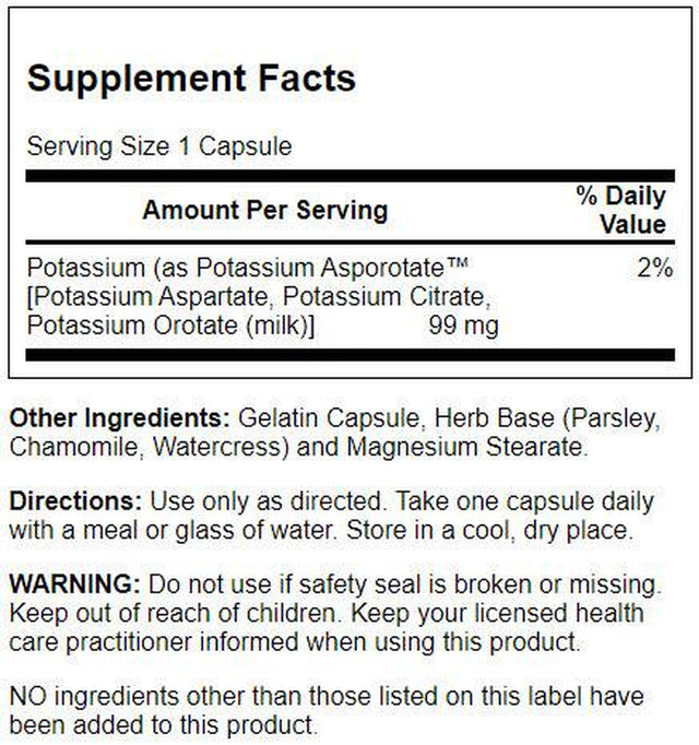 Solaray Potassium Asporotate 99 Mg 200 Caps