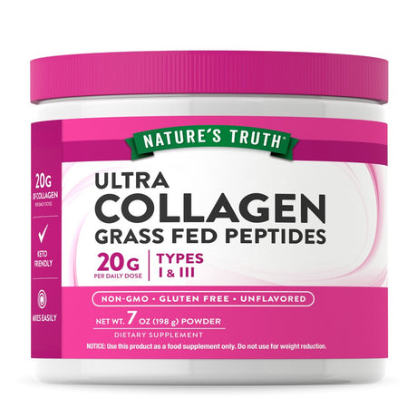 Nature'S Truth Ultra Collagen Powder | 7 Oz | Type I and III | Hydrolyzed Collagen Peptides | Grass Fed, Paleo, Keto Friendly | Protein Packed | Unflavored | Non-Gmo, Gluten Free