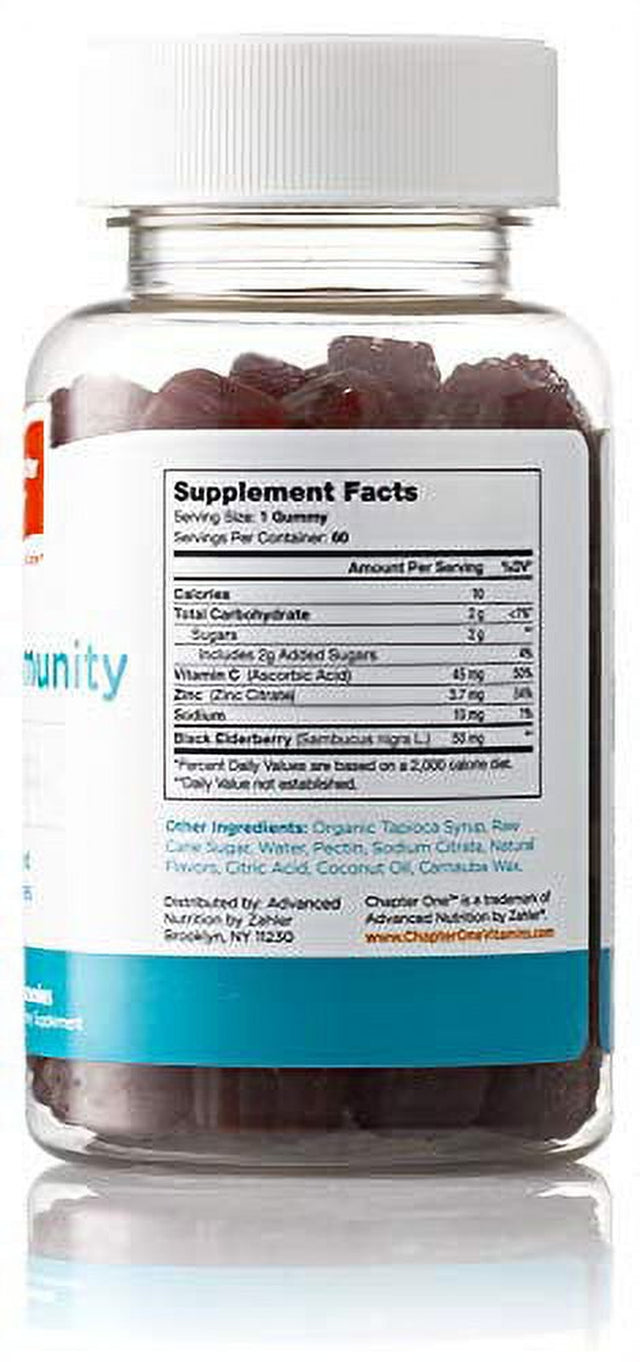 Zahler - Chapter One Immune Support Gummies for Kids with Vitamins C, Zinc & Black Elderberry (60 Flavored Gummies) Kosher Immunity Vitamin C & Elderberry Gummies for Kids & Adults - Made in USA