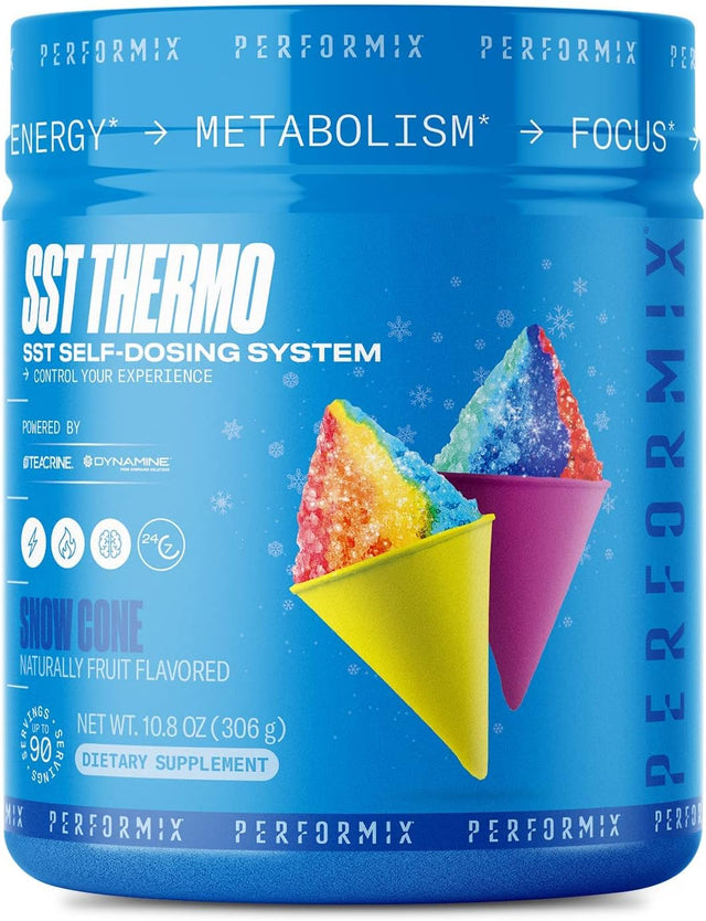 PERFORMIX SST Thermo Dietary Supplement - Snow Cone, Naturally Flavored - SST Self-Dosing System for Energy, Metabolism, and Focus - Powered by Teacrine and Dynamine (Up to 90 Servings)